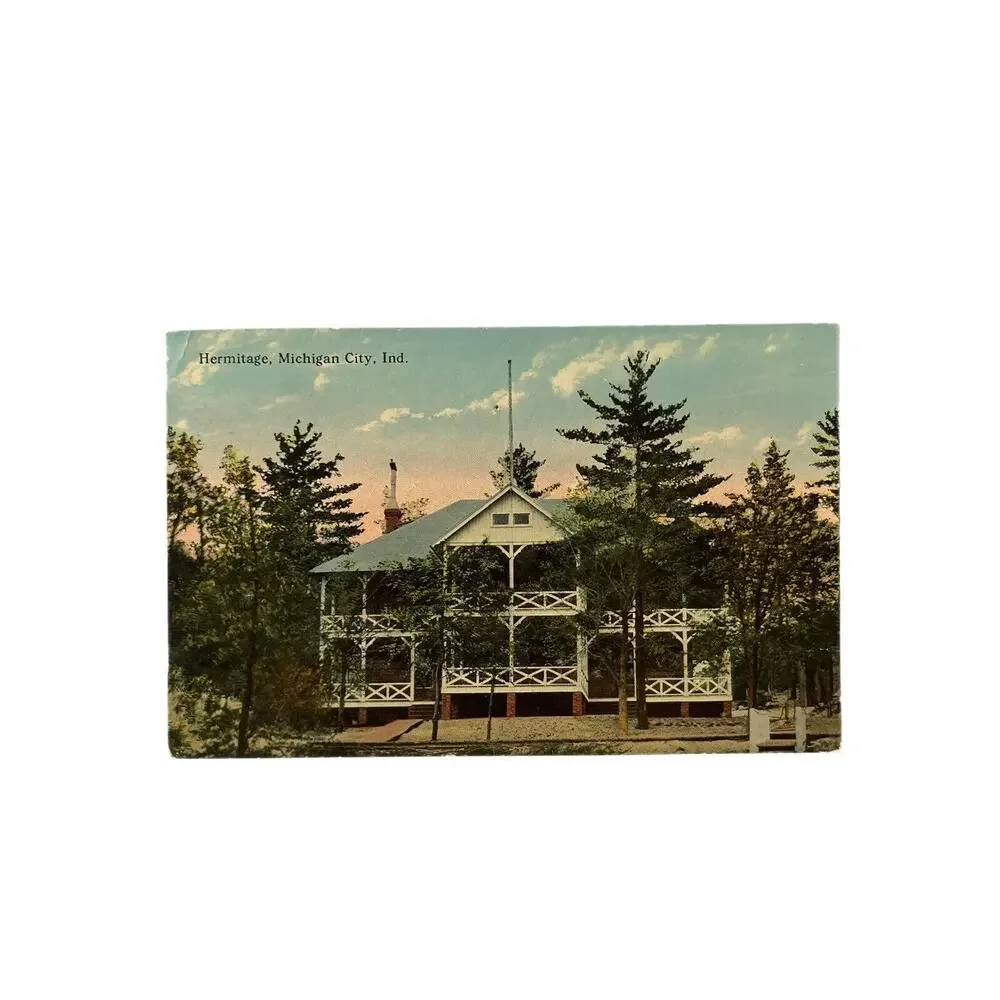 Antique 1917 Litho Ephemera Postcard Hermitage Michigan City Ind CT Photochrom